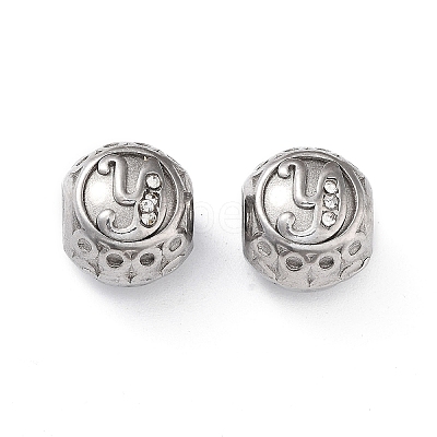 304 Stainless Steel Rhinestone European Beads STAS-A092-10Y-P-1