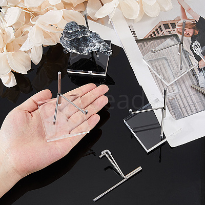 Stainless Steel Crystal Ball Display Holder with Square Clear Acrylic Bases AJEW-WH0695-152P-B-1