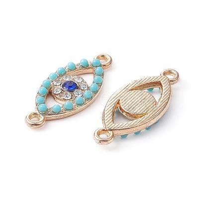 Alloy Connector Charms with Capri Blue Rhinestone and Synthetic Turquoise FIND-YW0003-50-1