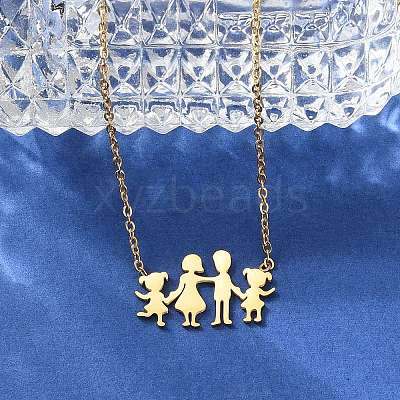 304 Stainless Steel Family Pendants Necklaces for Women NJEW-A045-11G-1