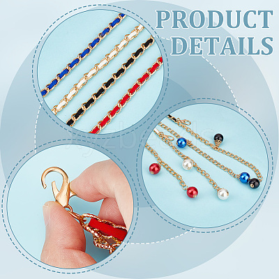 4Pcs 4 Colors Alloy Link Chain Belts AJEW-GA0006-30-1