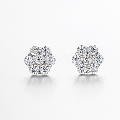 925 Sterling Silver Pave Moissanite Stud Earrings for Women SX7074-2-1