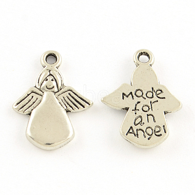 Tibetan Style Angel Alloy Pendants TIBEP-A579-AS-RS-1