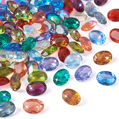 120Pcs 12 Colors Transparent Pointed Back Resin Rhinestone Cabochons KY-CW0001-01-1