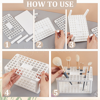 Plastic Cosmetic Brush Storage Stands MRMJ-WH0070-34B-1
