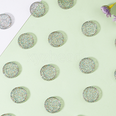 50Pcs Flat Round Glitter Powder Transparent Acrylic Loose Leaf Ring Round Binder Discs DIY-CP0012-15-1