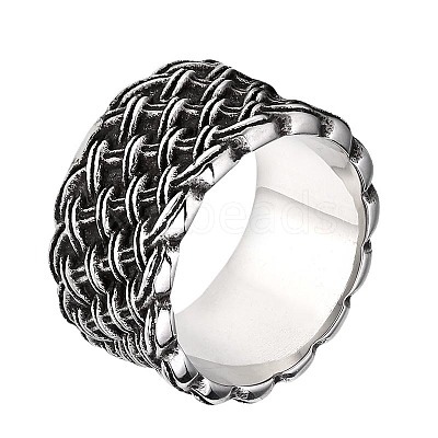 Knitted Textured 304 Stainless Steel Finger Rings FS-WG9203F-01-1