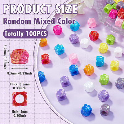 100Pcs Pearlized UV Plating Opaque Acrylic European Beads SACR-TA0001-77A-1