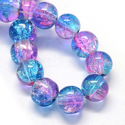 Baking Paint Transparent Crackle Glass Round Bead Strands DGLA-Q018-8mm-64-1