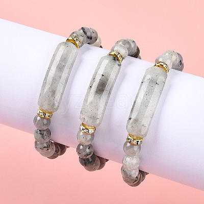 Natural Labradorite Beads Stretch Bracelets BJEW-T022-04E-1