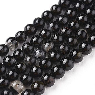 Natural Black Tourmaline Beads Strands G-F666-05-8mm-1
