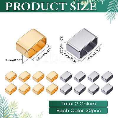 40Pcs 2 Colors 201 Stainless Steel Slide Charms STAS-ME0002-74-1