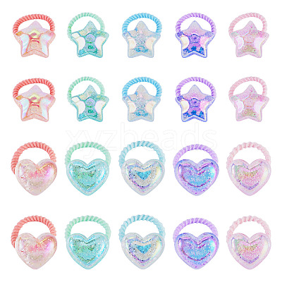20Pcs 20 Colors Polyester & Plastic Girls Hair Accessories OHAR-TA0001-18-1