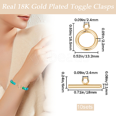 Brass Toggle Clasps KK-BBC0013-26G-1