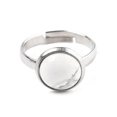Half Round Natural Howlite Finger Rings RJEW-M062-01P-43-1