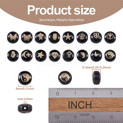 32Pcs 16 Style Handmade Lampwork Beads LAMP-CD0001-18-1