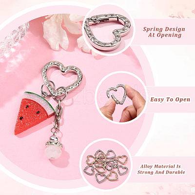 20Pcs 2 Colors Zinc Alloy Rhinestone Spring Gate Rings FIND-SP0004-35-1