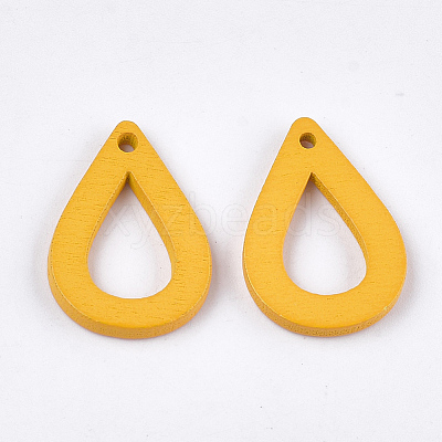 Painted Poplar Wood Pendants WOOD-T021-08G-1