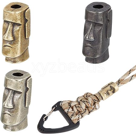  3Pcs 3 Colors Outdoor EDC Tool Brass Parachute Rope European Beads KK-NB0003-59-1