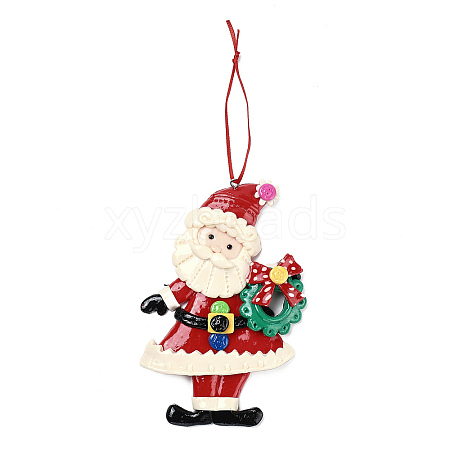 Christmas Santa Claus Handmade Polymer Clay Pendant Decorations HJEW-P017-01D-1