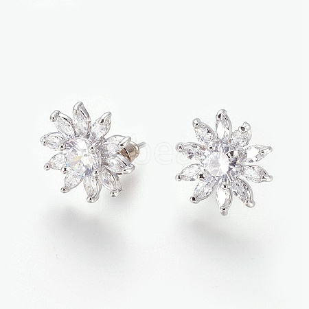 Cubic Zirconia Stud Earrings X-EJEW-P167-06P-1