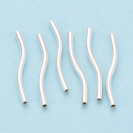 925 Sterling Silver Wavy Tube Beads STER-N016-123S-1