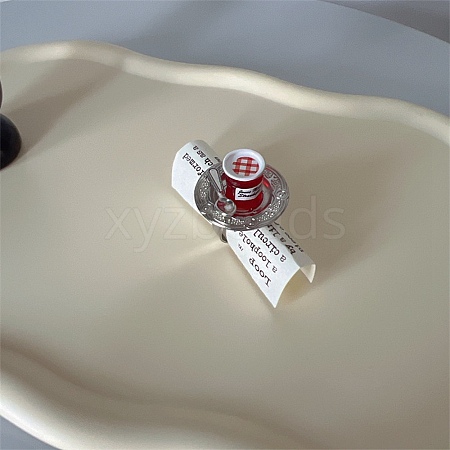 Afternoon Tea Resin & Plastic Adjustable Finger Rings for Women RJEW-K317-01I-1
