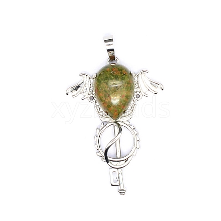 Natural Unakite Teardrop Pendants PW-WG60016-15-1