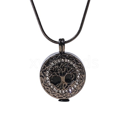 Alloy Tree of Life Urn Ashes Pendant Round Snake Chain Necklaces for Women Men PW-WG68F6E-01-1