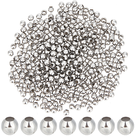 CREATCABIN Round 316 Surgical Stainless Steel Spacer Beads STAS-CN0001-40B-1