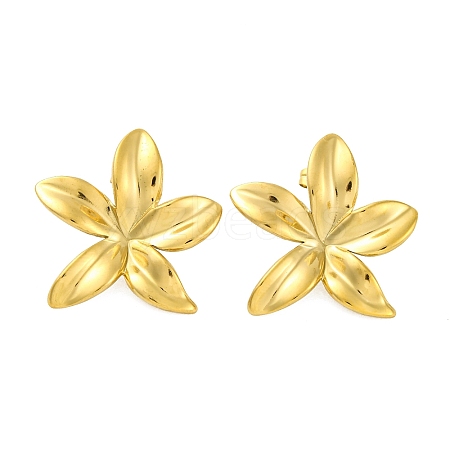 Ion Plating(IP) 304 Stainless Steel Flower Stud Earrings EJEW-D281-11G-1