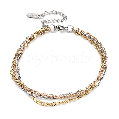 304 Stainless Steel Rope Chain Bracelets BJEW-H618-16MC-1