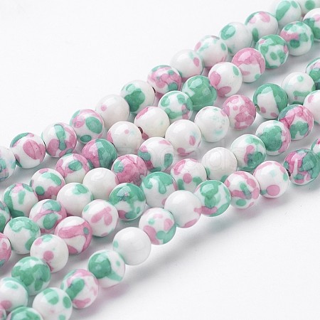 Synthetic Ocean White Jade Bead Strands G-J350-8mm-06-1