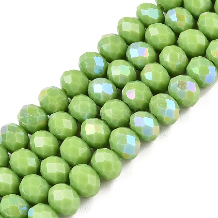 Electroplate Opaque Solid Color Glass Beads Strands EGLA-A044-P8mm-L30-1