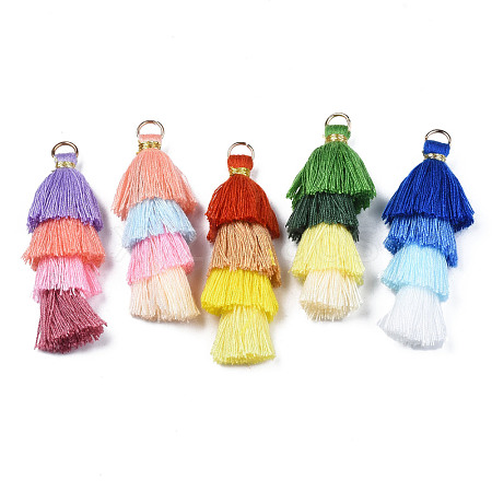 Polycotton(Polyester Cotton) Layered Tassel Big Pendant Decorations FIND-T052-16-M-1