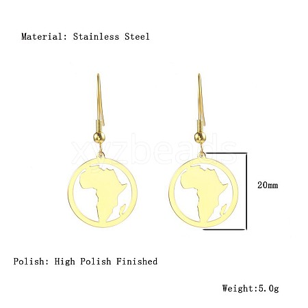 African Map Shape Dangle Earrings DG1061-3-1