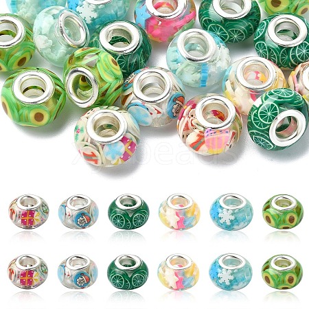 20Pcs 5 Colors Transparent Resin European Rondelle Beads RPDL-YW0001-13C-1