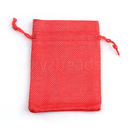 Polyester Imitation Burlap Packing Pouches Drawstring Bags ABAG-R005-17x23-18-1