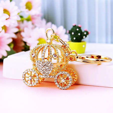 Heart Pumpkin Car Alloy Rhinestone Keychain PW-WGD0BD6-04-1