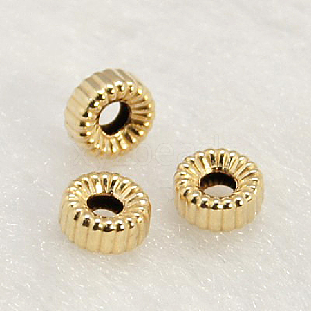 Yellow Gold Filled Corrugated Beads X-KK-G157-4x2mm-3-1