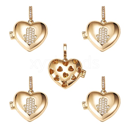 Brass Micro Pave Clear Cubic Zirconia Diffuser Locket Pendants ZIRC-SZ0003-57-1