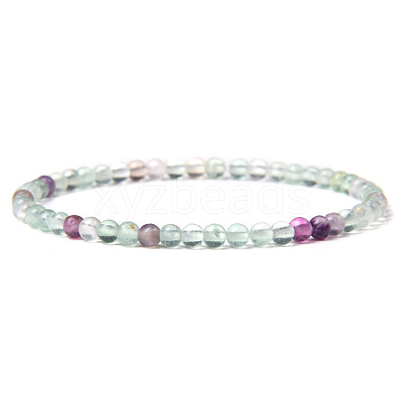 4mm Round Natural Fluorite Beads Bracelet for Men LS-KG3069-29-1