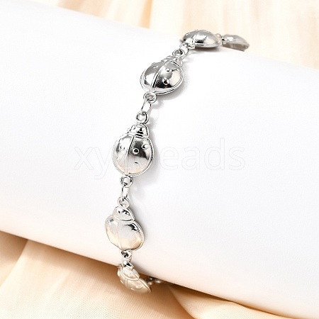 304 Stainless Steel Ladybug Link Bracelets for Women BJEW-K226-15A-P-1
