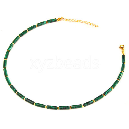 Bohemian Style Synthetic Malachite Tube Beaded Necklaces TD3612-1-1