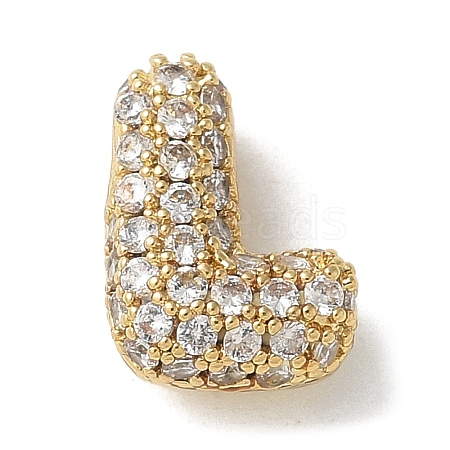 Brass Micro Pave Cubic Zirconia Beads KK-P290-61G-L-1