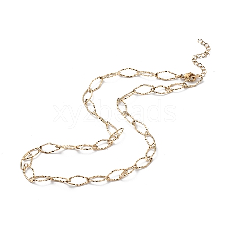 Ion Plating(IP) 304 Stainless Steel Rhombus Link Chain Necklace for Men Women STAS-B039-03G-1