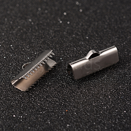 Non-Tarnish 304 Stainless Steel Ribbon Crimp Ends X-STAS-M250-11-1