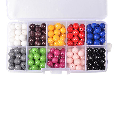 1 Box 10-color Natural Mashan Jade Round Beads G-X0005-02-1