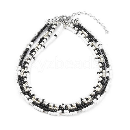 Round Seed Beads Multi-strand Necklaces NJEW-JN03460-03-1
