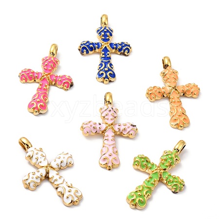 Rack Plating Alloy Enamel Big Pendants ZIRC-I054-25G-1